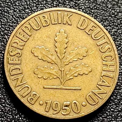泉币菌-第102场-散币乐园场 - 联邦德国1950年 10芬尼硬币 橡树麦穗  银行版 21.5mm