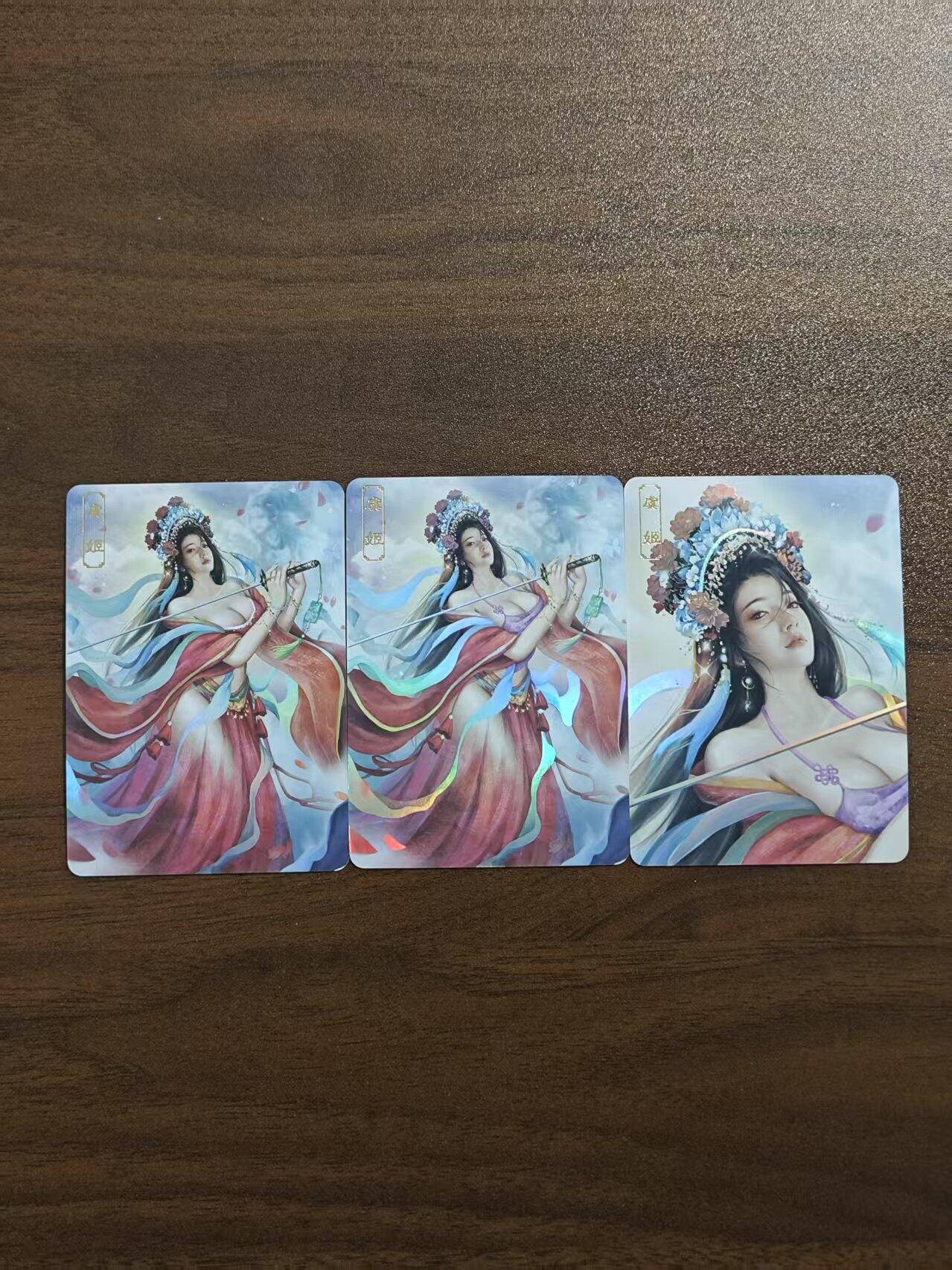 光影卡牌第21期，各家亲签，各家特卡，持续收拍品 卡将原创虞姬金彩卡，一套3张