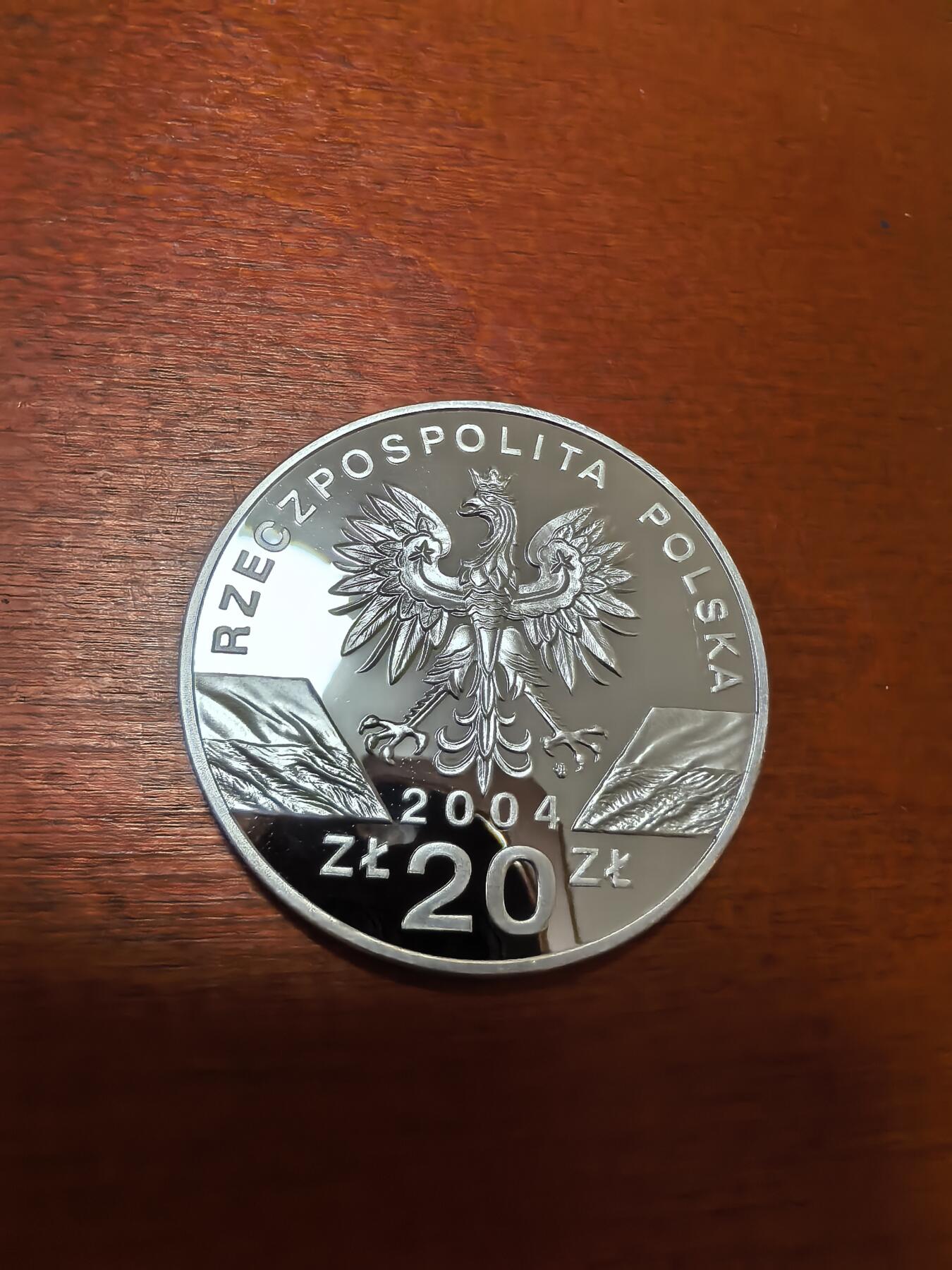 长老汇蛇年精选第四十一场拍卖 2004波兰港口鼠海豚20兹罗提精制银币，28.28克925银