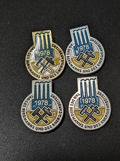 韵星假日拍卖第二十二期 -- Rimey Holidays Auction 22 - 民主德国1978矿工与能源工人日纪念徽章四枚