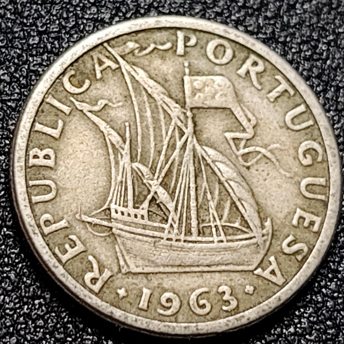 泉币菌-第101场-精品福利场 1963年 葡萄牙2.5埃斯库多 帆船币