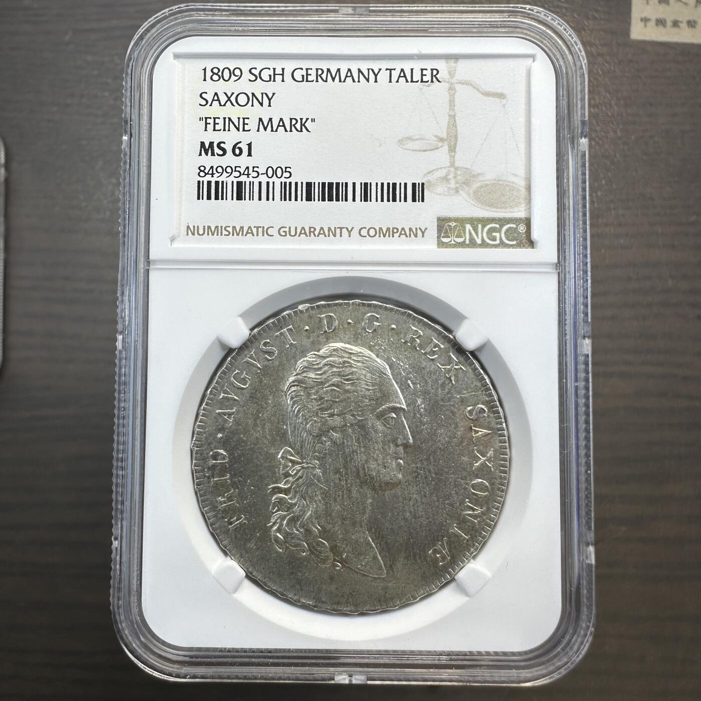 1809德国萨克森奥古斯特NGC MS61 早期皇冠大泰勒