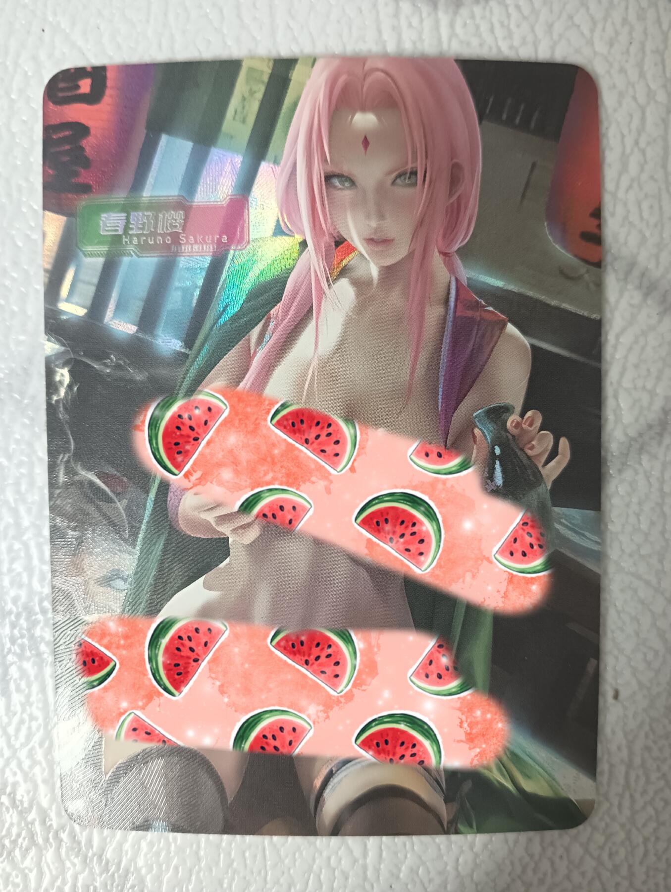 花开卡拍第37期（9月7号周日截拍，品控勿拍!!!拍品不寄存，运费5元，自制卡难免瑕疵，可能存在轻微撞角爆边等出厂瑕疵，品控介意勿拍！） 春野樱 艺术卡 折光彩闪