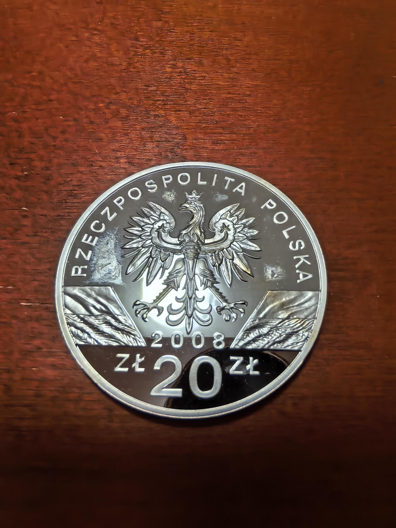 长老汇蛇年精选第四十一场拍卖 2008波兰游隼20兹罗提精制银币，28.28克925银