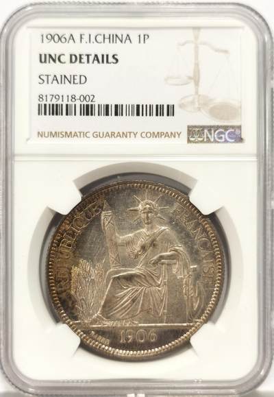 博洋堂世界钱币拍卖第136期（全场包邮） - NGC UNC 法属印支1906年坐洋大银币，有分的状态