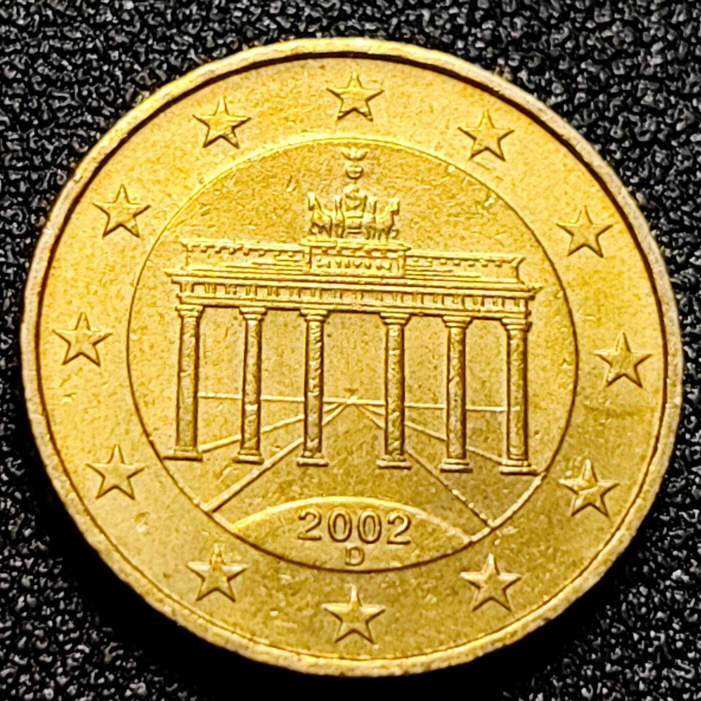 泉币菌-第101场-精品福利场 欧元 德国2002年 10欧分合金铜币 勃兰登堡门 地图 A厂标 19.75MM