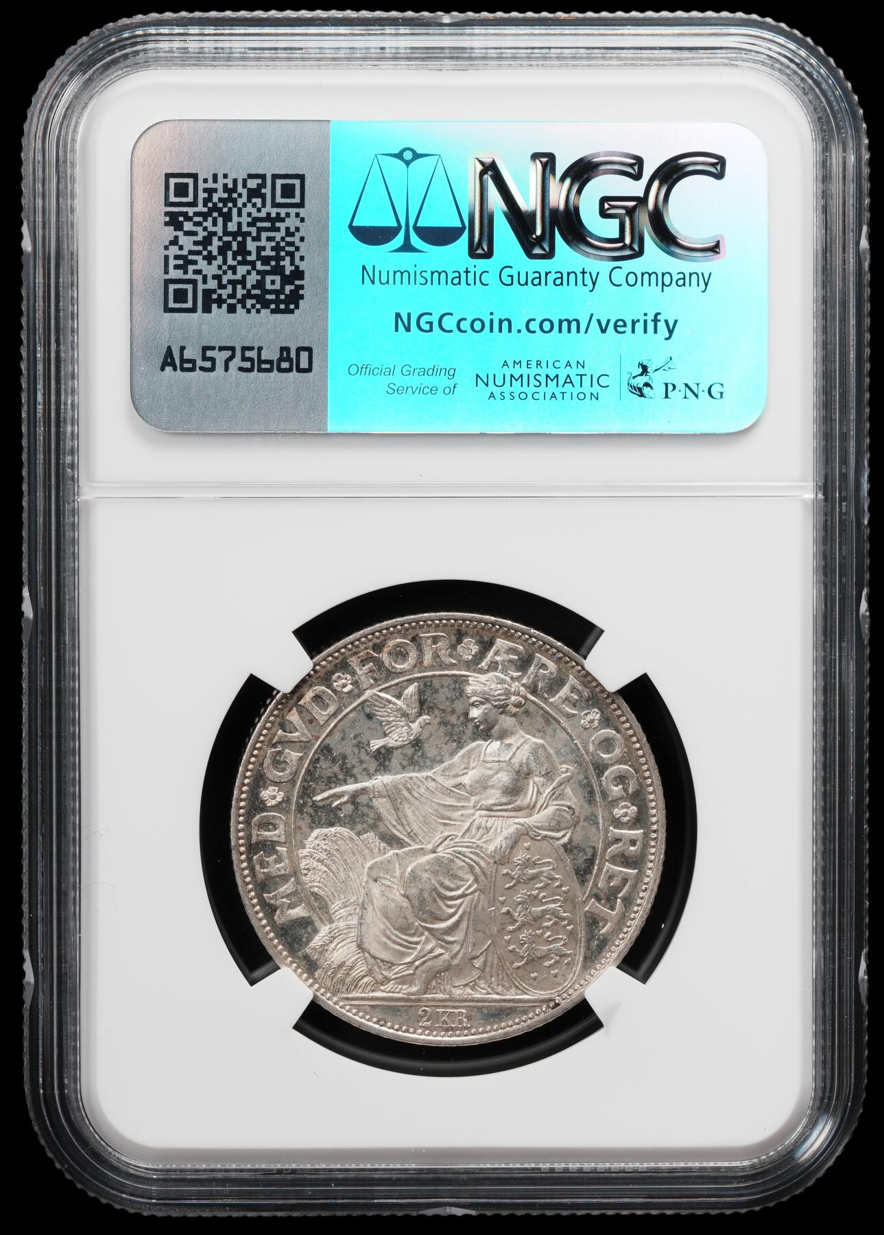修遠堂世界钱币第八十二期 NGC MS64 1903年丹麦国王登基40周年纪念2克朗银币