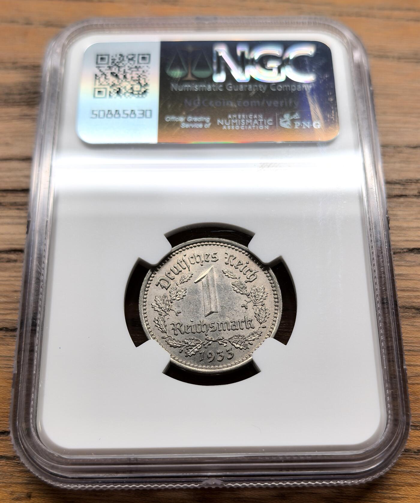 凡希社世界钱币微拍月度大拍（2025/8） 1933A德国1马克镍币NGC-MS64