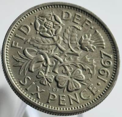 文馨钱币收藏第 269 场，长期接收代拍品 - 1957 年英国女王幸运 6 便士