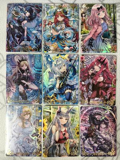 花开卡拍第36期（8月31号周日截拍，品控勿拍!!!拍品不寄存，运费5元，自制卡难免瑕疵，可能存在轻微撞角爆边等出厂瑕疵，品控介意勿拍！） - 京珞卡牌 原神一套9张 彩闪