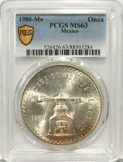 博洋堂世界钱币拍卖第136期（全场包邮） - PCGS MS63 墨西哥1980年天平铸币机一盎司大银币