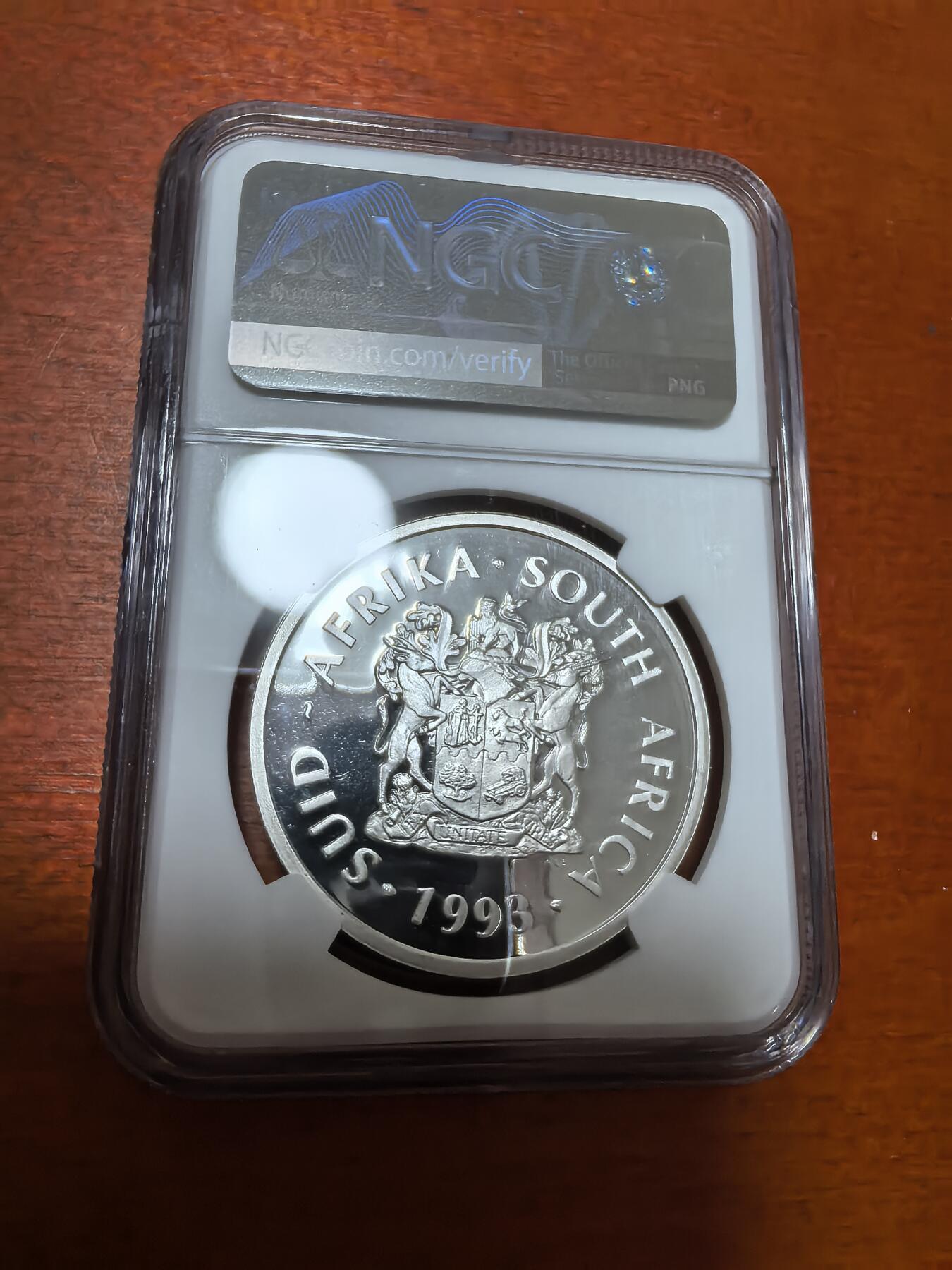 长老汇蛇年精选第四十一场拍卖 1993南非和平鸽2朗德精制银币，NGC PF69UC，亚军分，更高4枚，5628枚