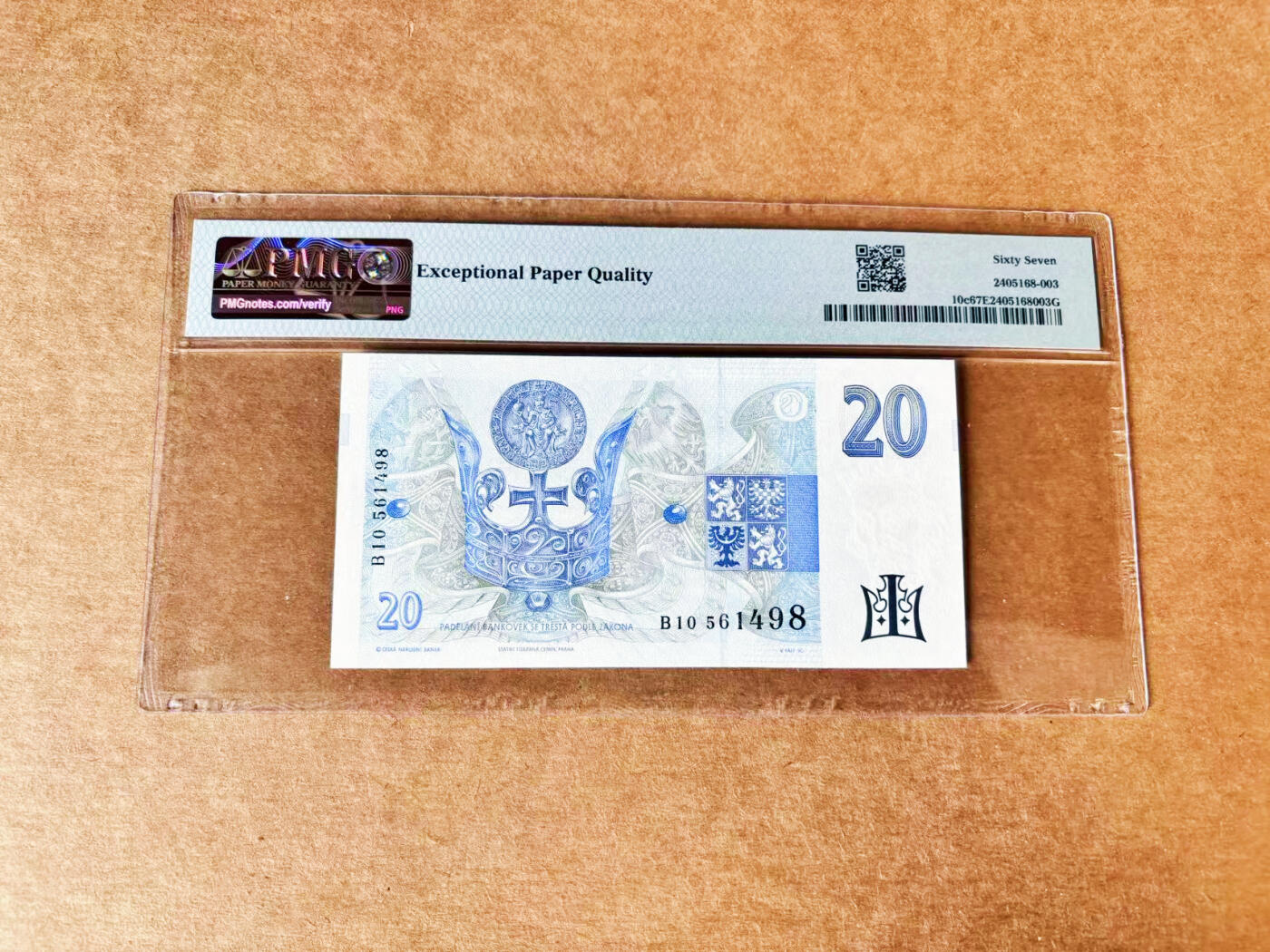 【Blue Auction】世界纸币精拍第717期——18级TOP拍卖/信誉/品质/专业/高效💫 捷克 1994年20克朗 PMG67EPQ 高分