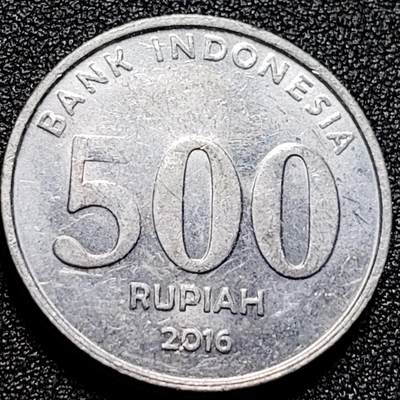 泉币菌-第102场-散币乐园场 - 带光美品 印度尼西亚500盾 鹰徽 人物 27mm 铝币