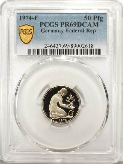 博洋堂世界钱币拍卖第136期（全场包邮） - PCGS PR69DCAM 联邦德国西德1974年F版50芬尼镍币