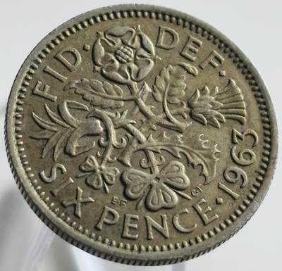 文馨钱币收藏第 269 场，长期接收代拍品 - 1963 年英国女王幸运 6 便士