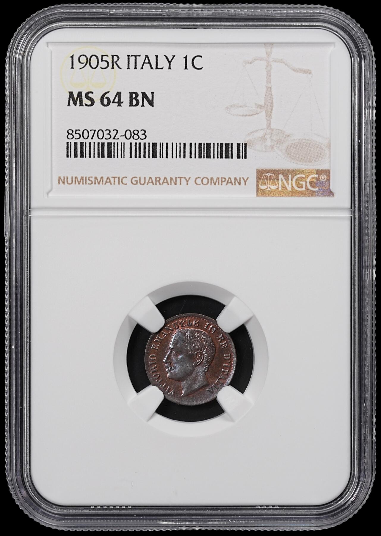 修遠堂世界钱币第八十二期 NGC MS64BN 1905年意大利1分铜币