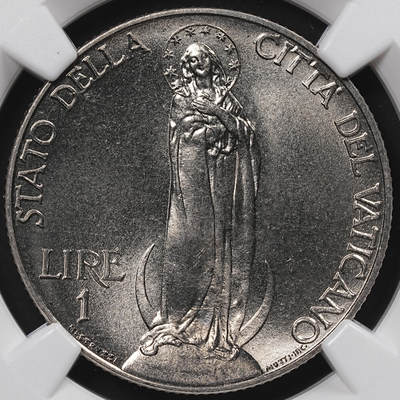 修遠堂世界钱币第八十二期 - NGC MS66 1939年梵蒂冈1里拉