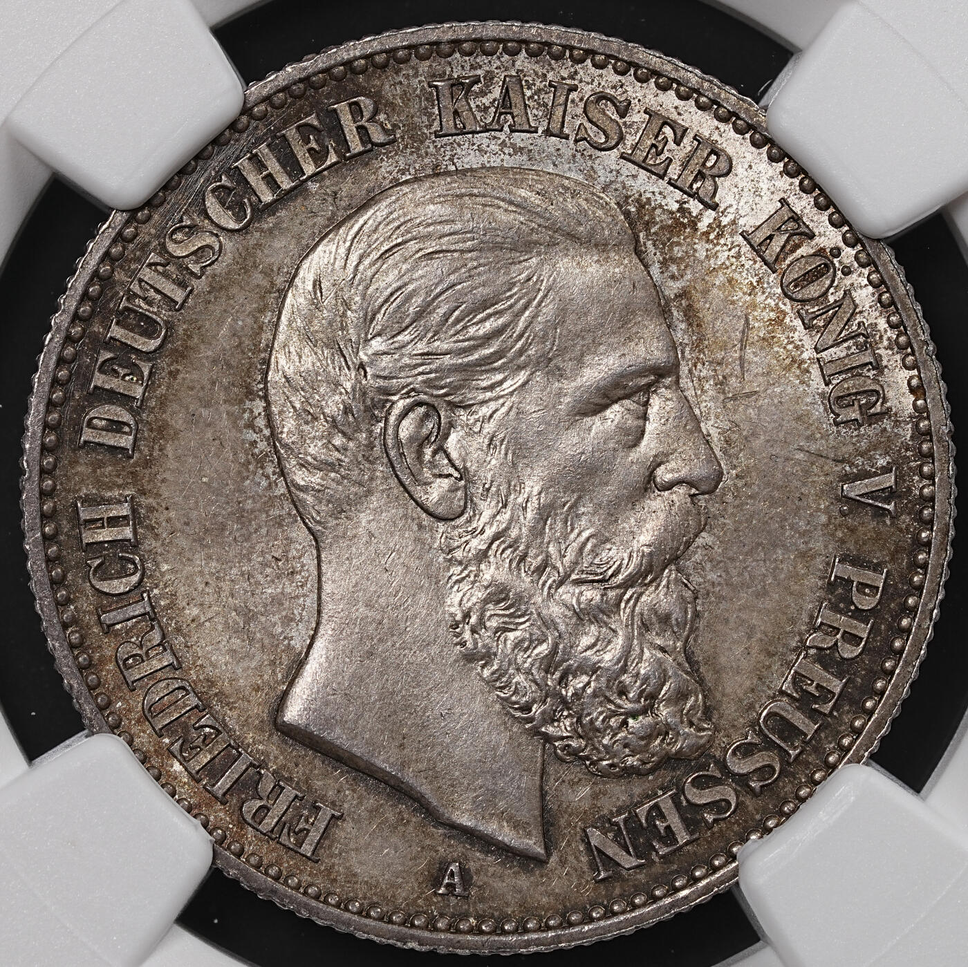 修遠堂世界钱币第八十二期 NGC MS65 1888年普鲁士腓特烈三世2马克银币 五彩