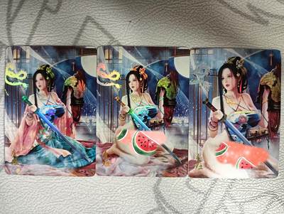花开卡拍第36期（8月31号周日截拍，品控勿拍!!!拍品不寄存，运费5元，自制卡难免瑕疵，可能存在轻微撞角爆边等出厂瑕疵，品控介意勿拍！） - 燎原 魅系列 虞姬 3张彩闪三渐变