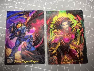 奇点卡牌专场 品控 放大镜 勿拍 卡牌出厂品质不包厂瑕 全部套膜 严禁小号顶价 大家放心拍 无佣金 公益场  - 奇点卡牌 星际争霸粗闪一对