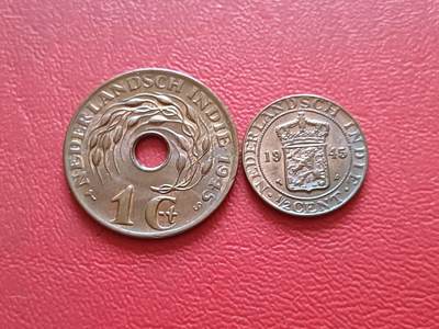 【云涧收藏】第五十八场 - 荷属东印度1945年1/2、1分2枚，S标1分少见