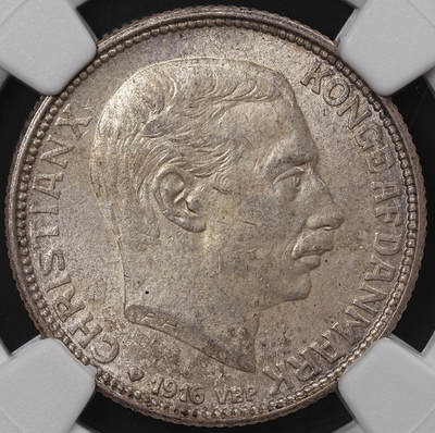 修遠堂世界钱币第八十二期 - NGC MS62 1916年丹麦海豚1克朗银币