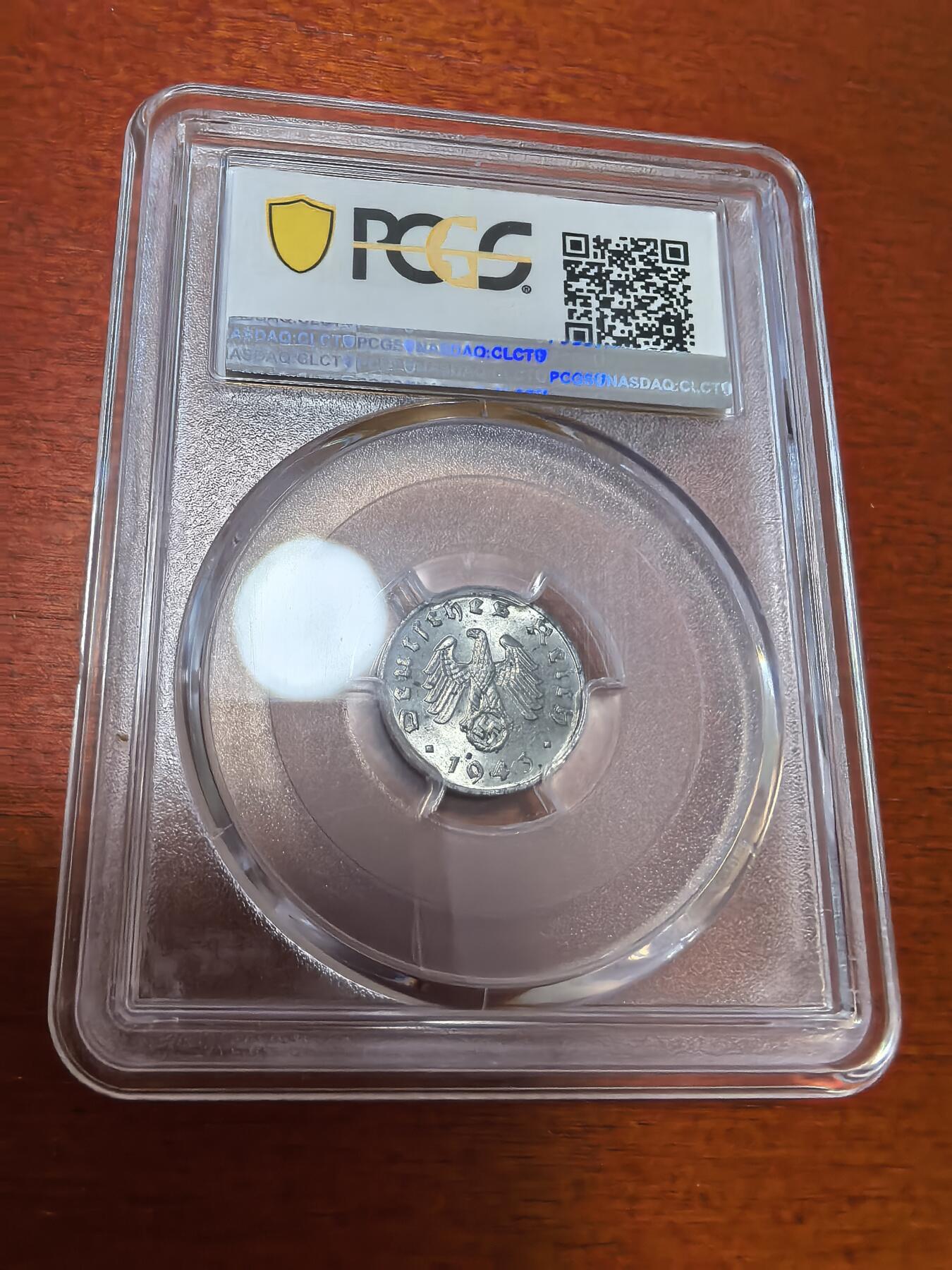 长老汇蛇年精选第四十二场拍卖 1943德国第三帝国1芬尼锌币，PCGS MS64，更高1枚