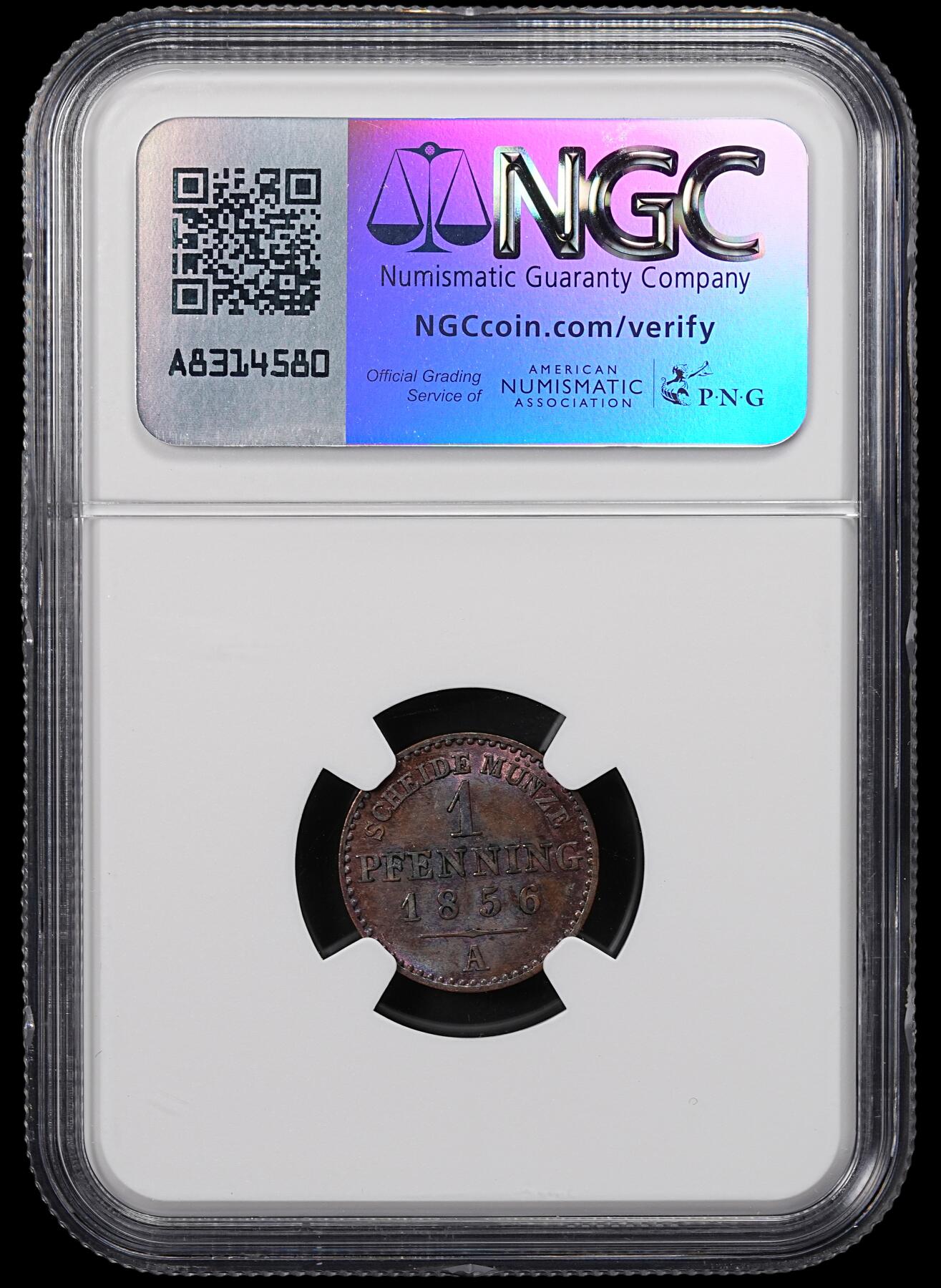修遠堂世界钱币第八十二期 NGC MS64BN 1856年普鲁士1芬尼铜币