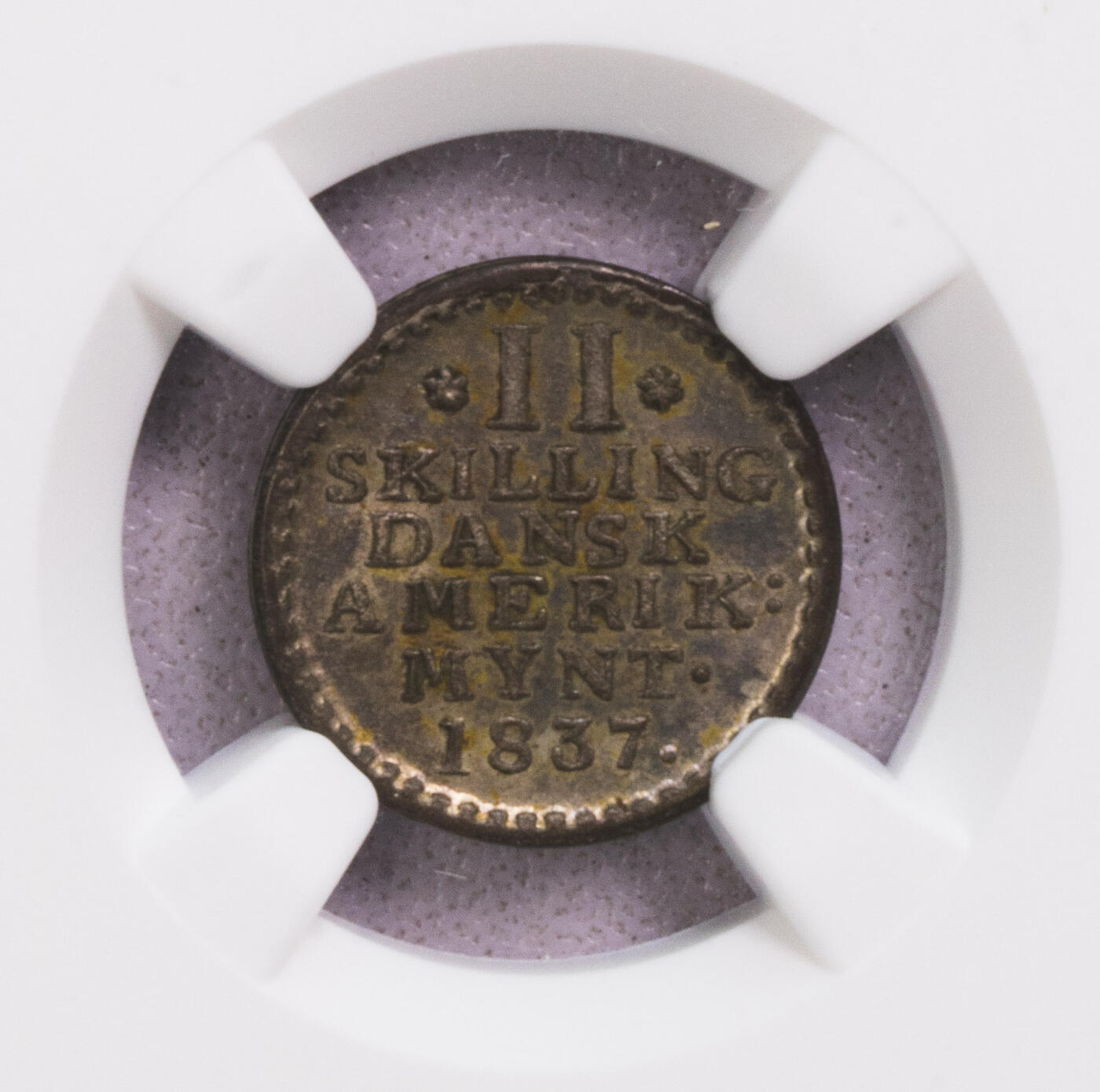 NGC-MS61 1837丹属西印度2SK银币 原光