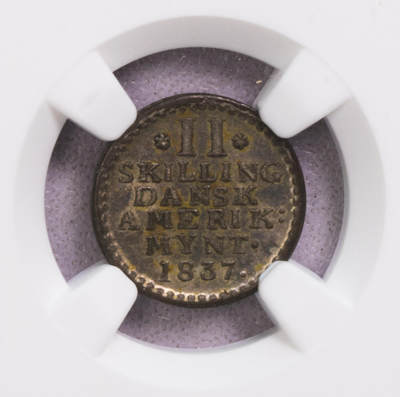NGC-MS61 1837丹属西印度2SK银币 原光 - NGC-MS61 1837丹属西印度2SK银币 原光