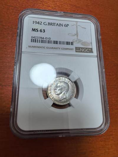 长老汇蛇年精选第四十二场拍卖 - 1942英国乔治六世6便士银币，NGC MS63