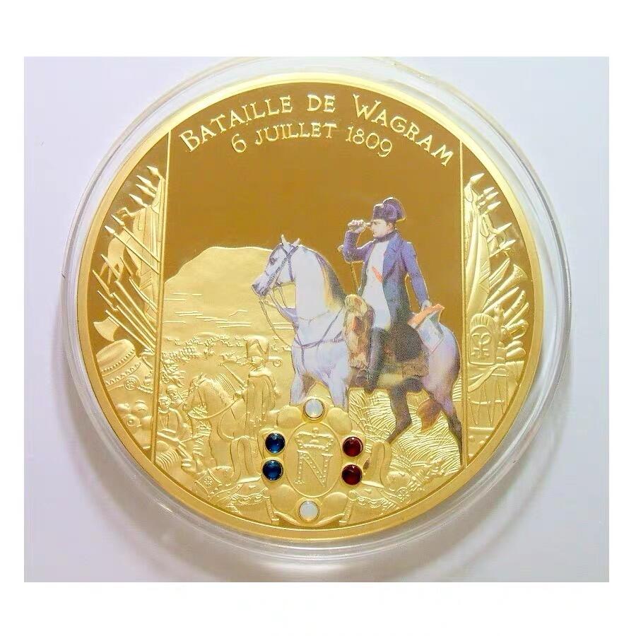 【艺术】法国拿破仑战争+雄鹰 高浮雕精制彩色超大镀金章 70MM 120克 