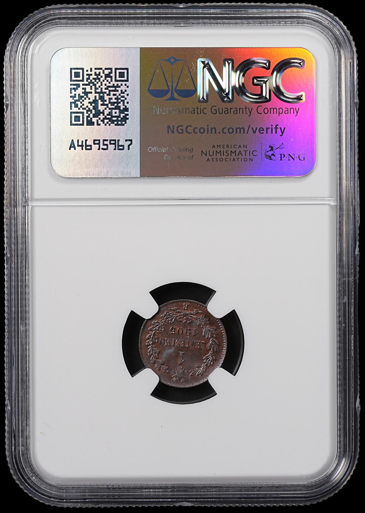 修遠堂世界钱币第八十二期 NGC MS64BN 1905年意大利1分铜币