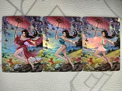 花开卡拍第36期（8月31号周日截拍，品控勿拍!!!拍品不寄存，运费5元，自制卡难免瑕疵，可能存在轻微撞角爆边等出厂瑕疵，品控介意勿拍！） - 卡颜月色 风雅颂毛嫱 彩闪三渐变（第三张艺术卡）