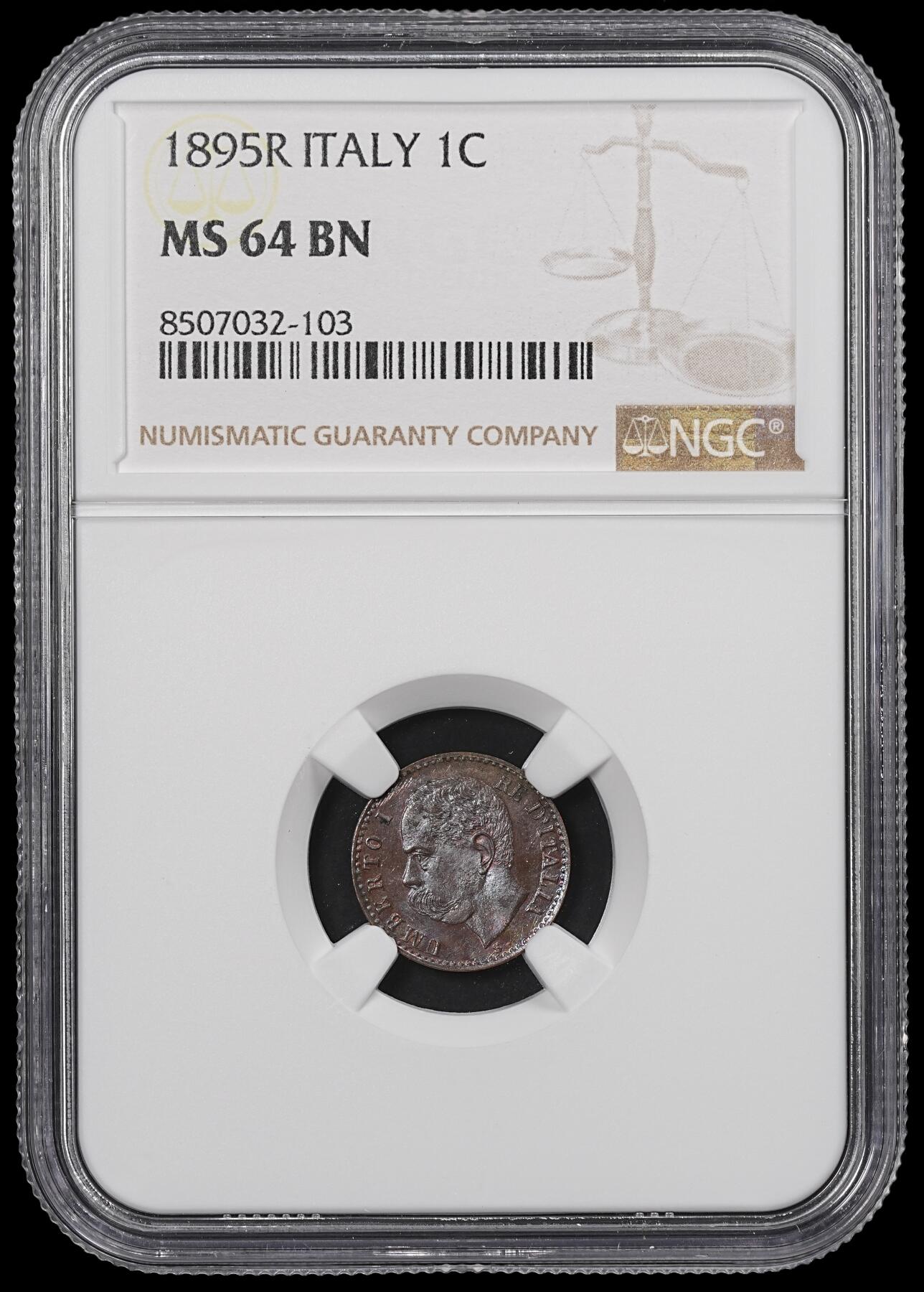 修遠堂世界钱币第八十二期 NGC MS64BN 1895年意大利1分铜币