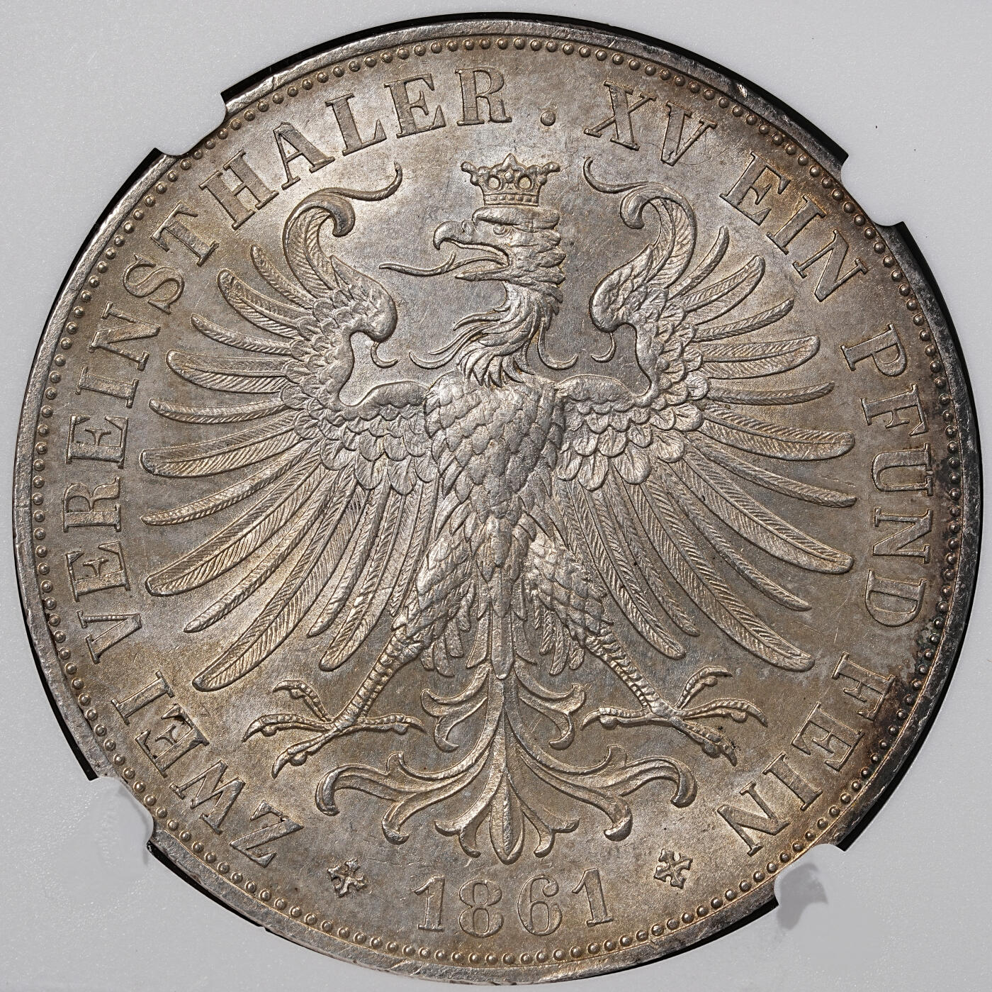 修遠堂世界钱币第八十二期 NGC MS61 1861年法兰克福少女2泰勒大银币