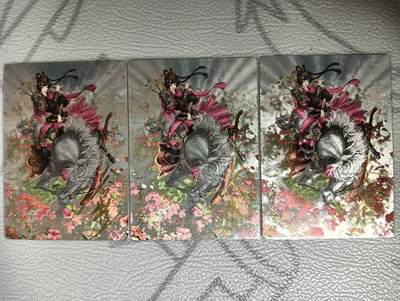 花开卡拍第36期（8月31号周日截拍，品控勿拍!!!拍品不寄存，运费5元，自制卡难免瑕疵，可能存在轻微撞角爆边等出厂瑕疵，品控介意勿拍！） - 【亲签】卡德曼 忠义水浒 扈三娘 限编108 编号24 90 93 粗闪 三张