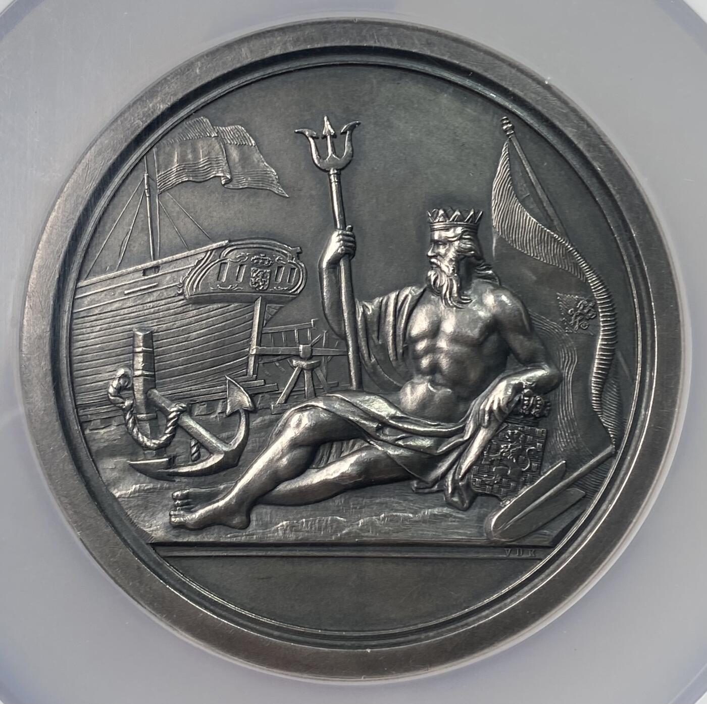 万国钱币拍卖第052期 NGC MS63 无纪年荷兰航海协会银章 超大规格 巨型厚重压手