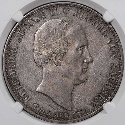 修遠堂世界钱币第八十二期 - NGC AU53 1854年萨克森国王逝世纪念2泰勒大银币