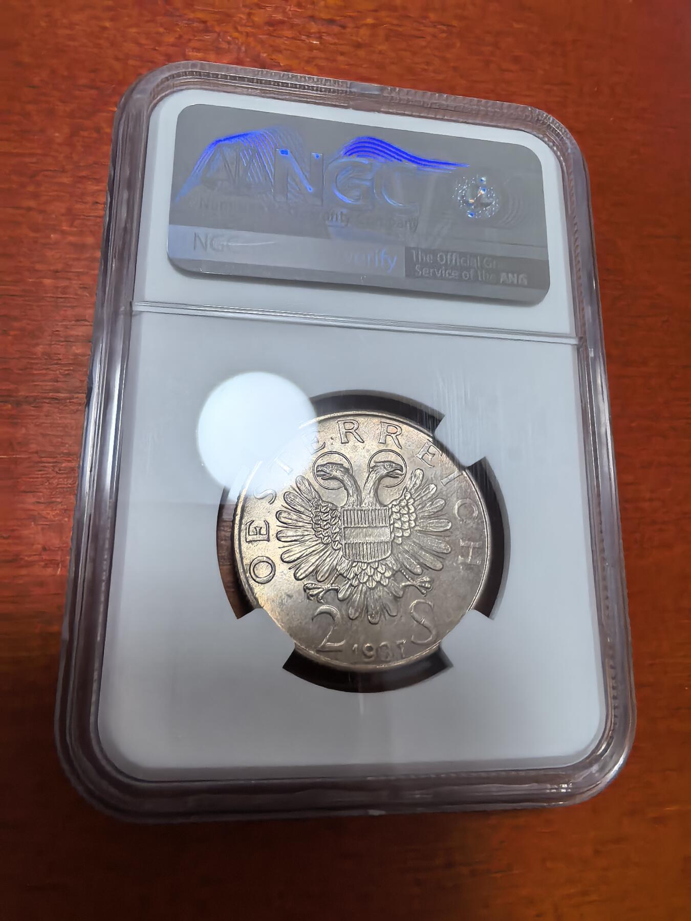 长老汇蛇年精选第四十二场拍卖 1937奥地利圣查理教堂2先令银币，NGC MS63