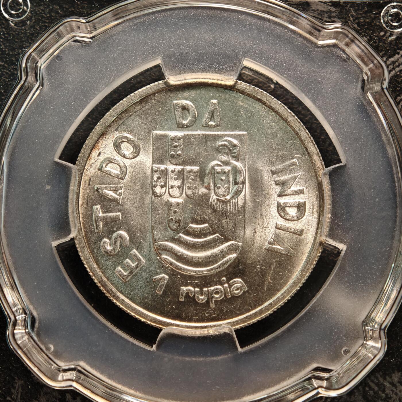【德藏】世界币章拍卖第144期（拍品征集中~欢迎藏友联系） 1935年 葡属印度1卢比银币 信泰 MS63 原光极强