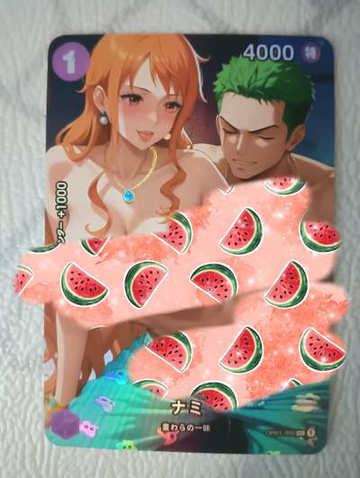 花开卡拍第36期（8月31号周日截拍，品控勿拍!!!拍品不寄存，运费5元，自制卡难免瑕疵，可能存在轻微撞角爆边等出厂瑕疵，品控介意勿拍！） - 皇帝的新衣 福袋艺术卡 娜美与索隆 彩闪
