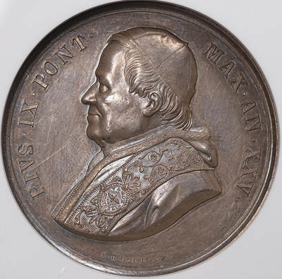 修遠堂世界钱币第八十二期 - NGC UNCD 1870年梵蒂冈高浮雕大银章