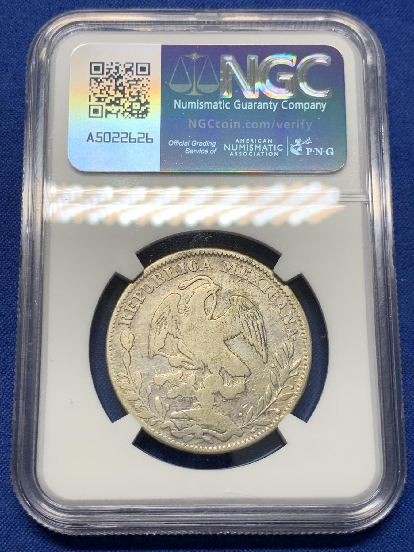 《竞宝斋》第414场 周日，周一，2场连拍 （全场包邮） NGC VGD 1832年墨西哥鹰洋4R 早期鹰洋，还是少见的4R，这种看不出清洗，但很可惜NGC没给分