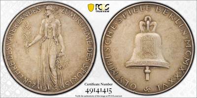 万国钱币拍卖第052期 - PCGS SP58 1936年德国民族社会主义工人党奥林匹克运动会纪念银章 日耳曼尼娅化身奥林匹克女神 名誉品种