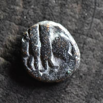【良泉】【国庆精品场】10月2日晚19.30点开拍！ 222组，西方古代钱币、印章专场 - 公元220-250年【古印度】贵霜，迦腻色伽二世“湿婆瘤牛”铜币，6.08克