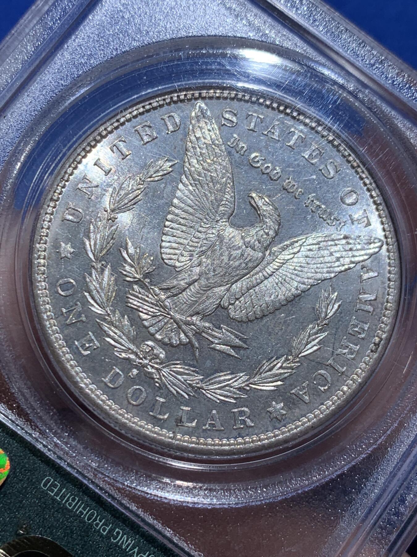《竞宝斋》第414场 周日，周一，2场连拍 （全场包邮） PCGS MS64 美国 1881-S 摩根 1美元银币 老绿盒 低评了