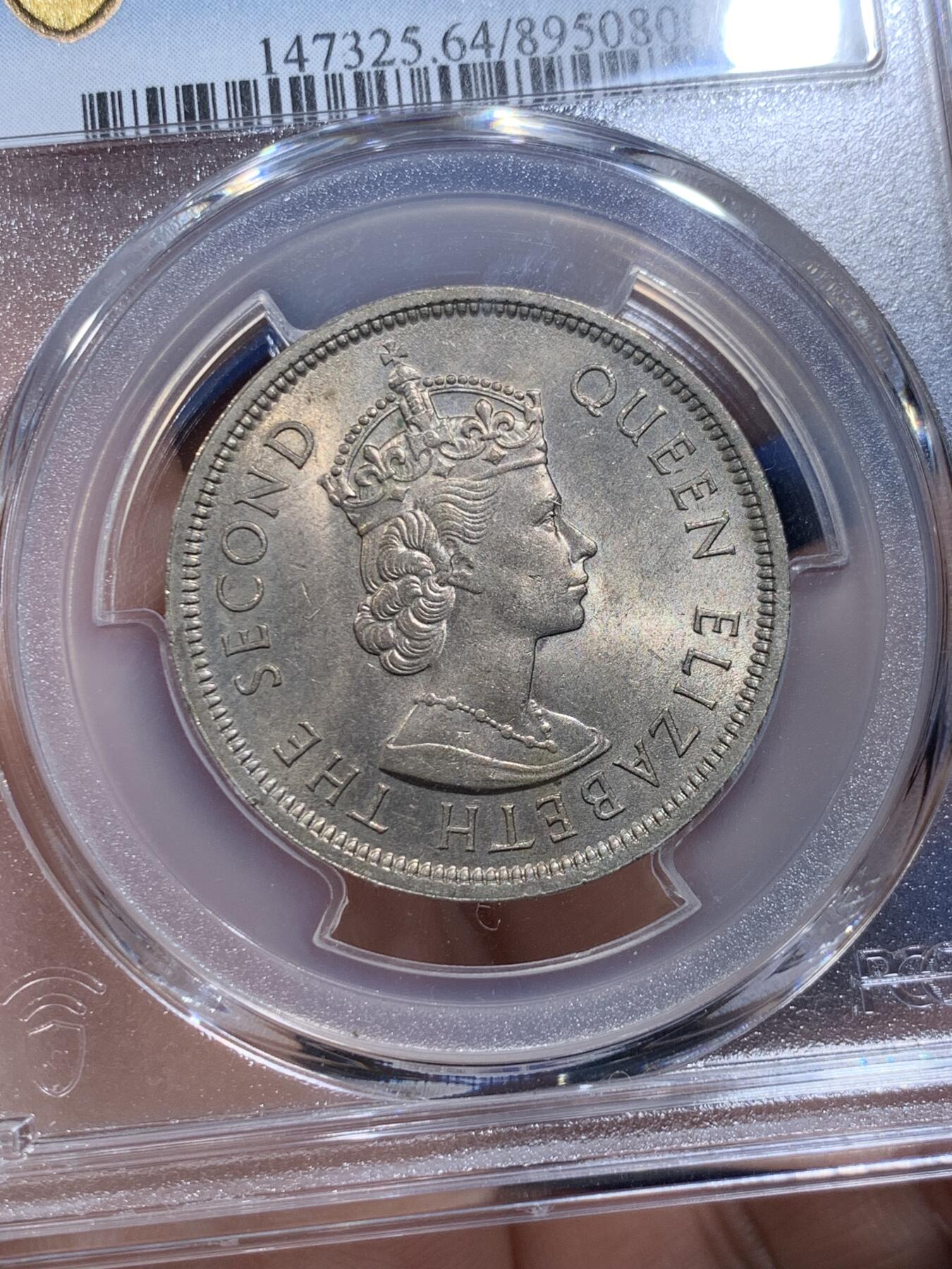 《竞宝斋》第414场 周日，周一，2场连拍 （全场包邮） PCGS MS64 香港1960H大一圆 少见年份 64已经是相对不错的分数了 目前价格低位 适合集年份的 不是后期常见年份