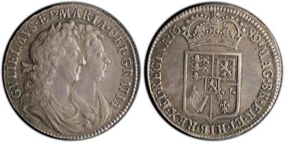 万国钱币拍卖第052期 - PCGS AU50 1689年斯图亚特王朝威廉与玛丽1/2半克朗银币 原味深打顶级收藏品质 均匀英伦黑五彩